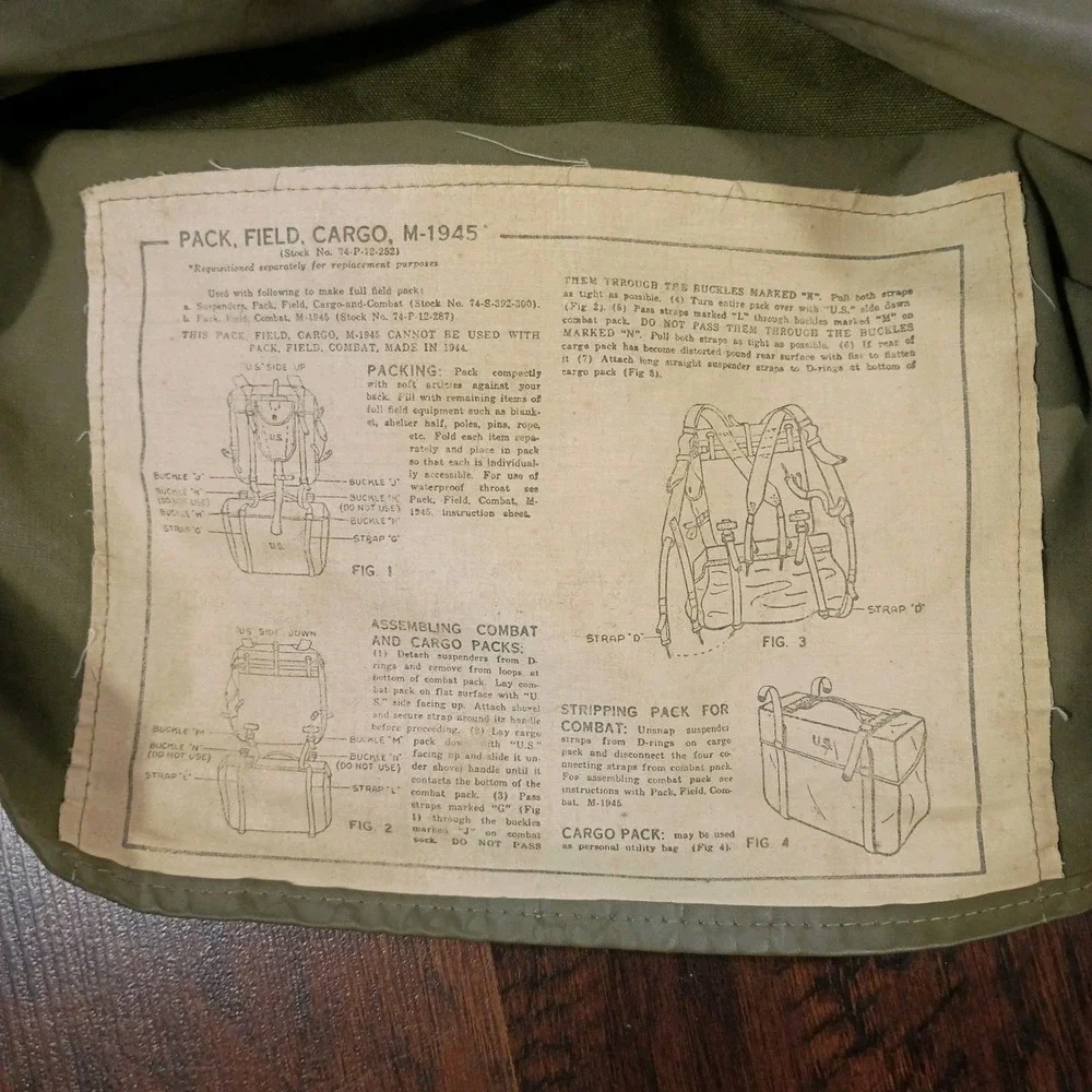 1951 US Army M1945 Field Pack Lower Green  Cargo Pack Musette Messenger Bag